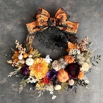 No.wreath-15481★ハロウィンリース22-(18) ゴースト＆ジャックオランタン　45x48cm・アーティフィシャルフラワー/造花リース/秋のリース/ハロウィンリース/大型リース