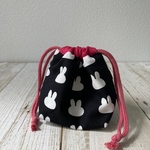 ミニ巾着　うさぎブラック