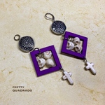 【オーダー品】💜💀💜しゃれこうべ ゴロゴロ 呪物の耳飾り 【Witch purple】シルバーバージョン