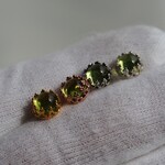 ペリドット６　S925JBBクラウン台座ピアス❀