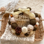 ハロウィンリース ブラウンカラー ゴールドリボン