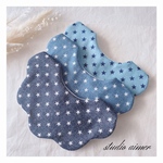 《大特価セール中》[  star denim cotton bib   ]   名入れ  スタイ  刺繍  ガーゼ  出産祝い  ラッピング  女の子  男の子