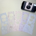 写ルンですカバー　5枚セット　フラワー　線画　淡色