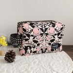 大きめボックスポーチ / おむつポーチ　ダマスク柄フルーツ