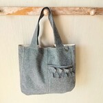 コットンシャンブレーの毎日バッグ　紺色系