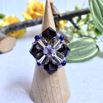 バイオレット・クリアスワロフスキー⭐︎パールビーズリング