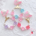 パールとお花💎キッズイヤリング(キッズアクセサリー・キッズ・子供・ブレスレット・キラキラ・パステルカラー・子供用・ゆめかわいい)