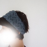 完成品のみ　ランダムスクエア　ティルグリーン　大人かわいい刺繍ニット★ゆるターバン**　コーデのスパイスに