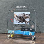 【 ペット首輪プレート　肉球/猫・小型犬用】 ペットフォトプレート 位牌 仏具 遺影 手元供養