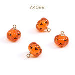 A4098  12個  ハロウィンチャーム 樹脂チャーム パンプキン 11×12mm  3X（4ヶ）