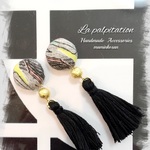 Pastel ☆くるみボタンのタッセルピアス☆
