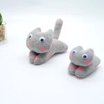 ねこクリップ（ねこばさみ）　グレー地ピンクハート柄　親子2個組