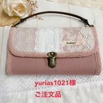 yurias1021様ご注文品　ピンク刺繍生地とレースのWファスナー長財布