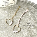 2pcs★charm・double heart（アシンメトリーチャーム）