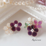 葡萄の秋☆ディップアート☆フラワー☆イヤリングorピアス☆受注制作