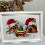 xmas present for cat&dog 🎄🐱🐶クロスステッチ刺繍額