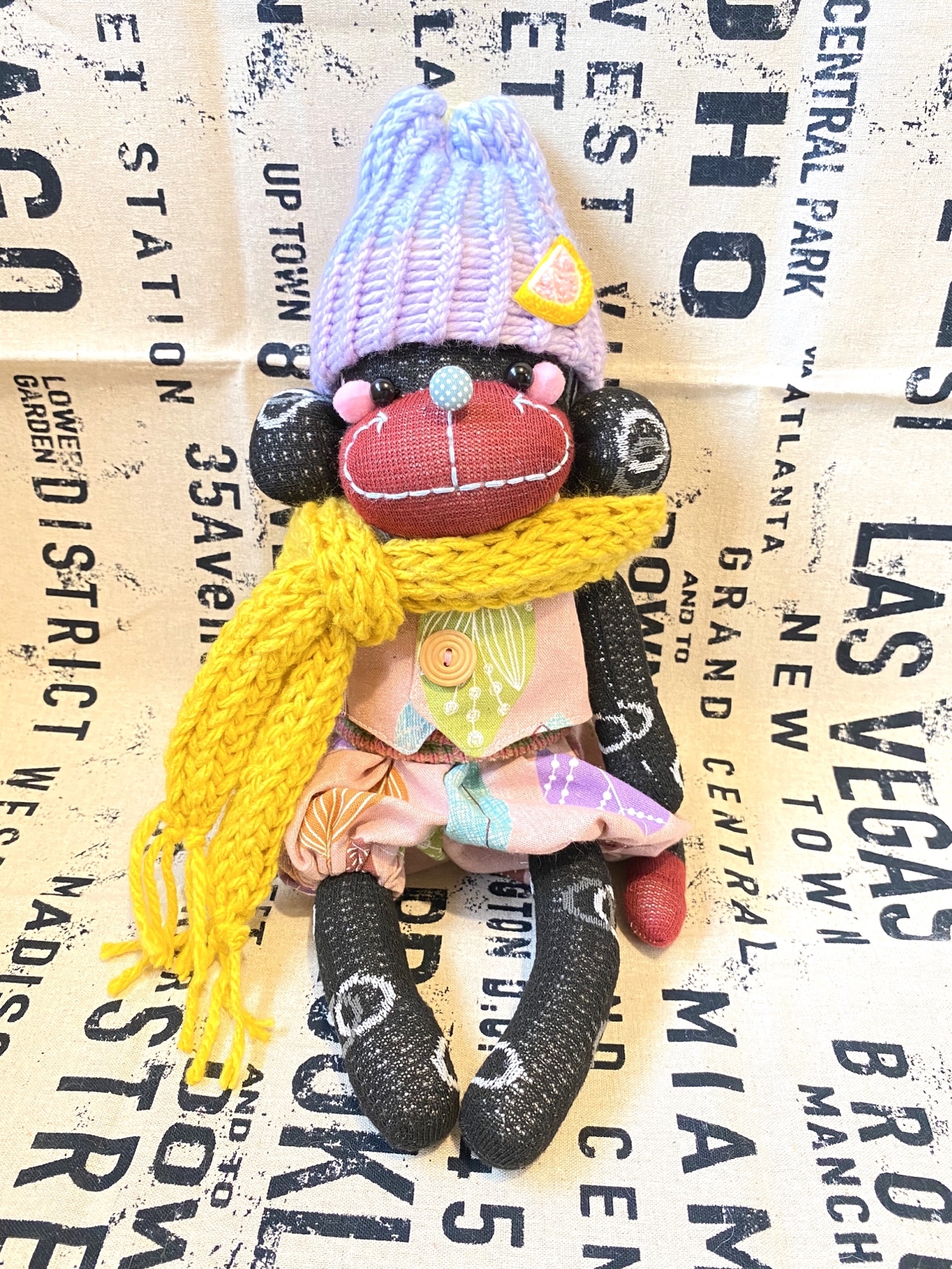 ソックモンキー☆ブラックドット - 靴下ぬいぐるみ屋 | minne byGMO