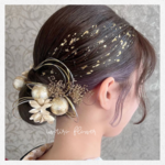 和装にぴったり！プリザーブドフラワーと和玉の豪華ヘッドドレス★成人式/結婚式/卒業式/七五三
