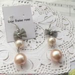 リボンとパールのピアス