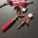 お狐様のお神楽ピアス(イヤリング)【和ゴス】【アジアン】【華ロリ】【お稲荷さん】【狐面】【卒業式】【着物】【袴】【成人式】【浴衣】【和風】