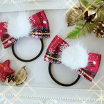 クリスマスヘアゴム 🎄ミンクファー♡チェック♡ツイードリボン　キッズヘアゴム ♡2個セット