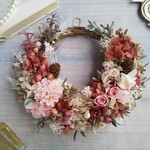 Jolie botanique＜Terracotta＞＊ハーフムーンリース＊秋リース＊冬＊秋＊プリザーブドフラワー＊お花＊ギフト＊結婚祝い＊新築祝い＊お誕生日祝い＊クリスマス