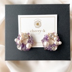 amethyst ring  bijou pierce『天然石　大ぶり　ビジュー　ピアス　イヤリング』