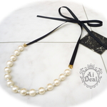 ＊Ribbon bow cotton pearl necklace＊結婚式＊送料無料