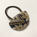 インド刺繍　ヘアゴム　handmade ネイビー
