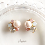 再販7＊桜色のコットンパールのイヤリング・ピアス・樹脂ピアス