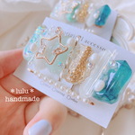 【New】星空の鉱物ヘアクリップ　2点セット　ハンドメイドヘアクリップ　ハンドメイドレジン　ヘアクリップ　ヘアアクセサリー　アンティークカラー　鉱物　鉱石　星空　星　パール