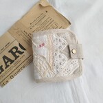 momo-luna様ご予約品）リネンとアンティークレースの二つ折り財布