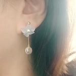 サムシングブルー～ドイツ製アクリルフラワーのノンホールピアス