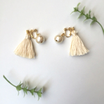 《再再再再販♡》タッセル+コットンパールのイヤリング＊＊ivory