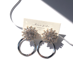 《2way》 【clear gray】 flower beads × silver ring pierce ／ earring