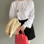 《NEW》"ホワイト" FLOWERS & DOGS ロングTシャツ / 長袖 / オリジナル プリントTシャツ / ユニセックス / トップス / チューリップ / 犬