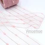 ストライプチュールリボン【Gold chain & rain drop/Smoky Pink】60mm×2m