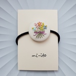 刺繍ヘアゴム🌷　no.1019   くるみボタン　💛送料無料💛　