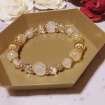 【B202】白薔薇のホワイト系ブレスレット