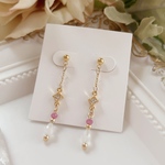 pink tourmaline ＆ rainbow moonstoneピアス♡