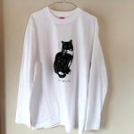 【NEW】タキシード猫のロンT L（5.6oz/ねこの長袖シャツ ホワイト）