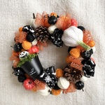 SALE 毛糸のハロウィンリース（25cm）〈never ending party night〉