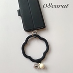 新作3点限定　スマホリング　シリコンバングル　落下防止　スマホシリコンブレスレット　黒　ビジュー