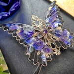 漆黒に桔梗の蝶バレッタ（hair ornaments of  butterfly 〜Autumn night purple〜）