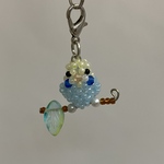 ビーズインコのファスナーチャーム(ブルーセキセイインコ）