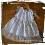 ☆SALE☆モノトーン水玉柄×チュールのワンピース*90*