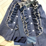 犬服　ブルーデニム　フリルシャツ　ワンピ  オーダー