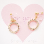 mini　クリスタルフープ♡　ゆれるピアス/樹脂ノンホールピアス（イヤリング） 