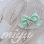 ヘアクリップ （ ドット レース パールハート ミントグリーン　） ロリィタ