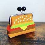 黒玉●数量限定販売🍟11月上旬発送予定🍔ハンバーガー親子がま口コンパクト財布　